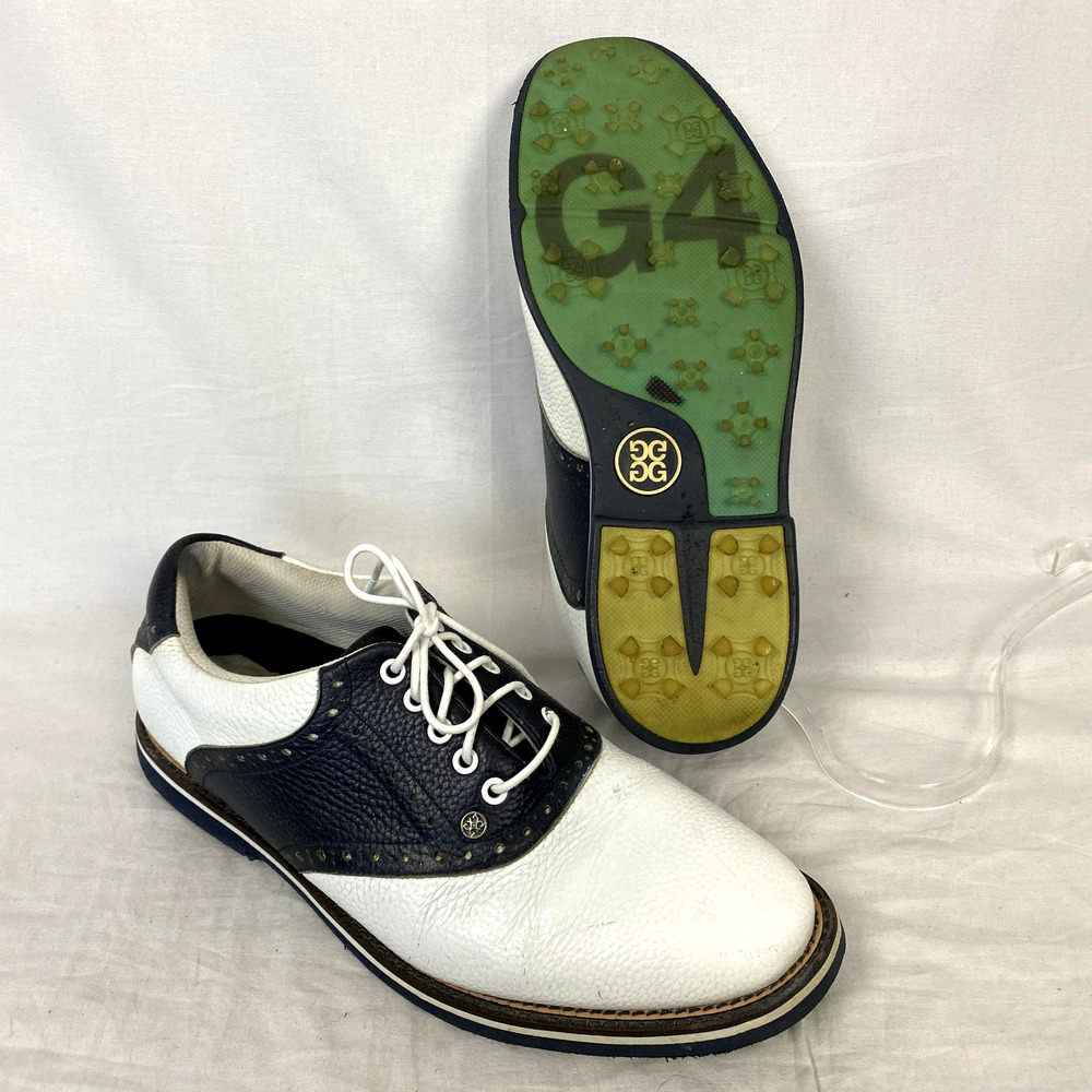G/FORE Saddle Gallivanter‎ Golf Shoes Mens 12 White Navy Blue Cleats G4MC20EF-03